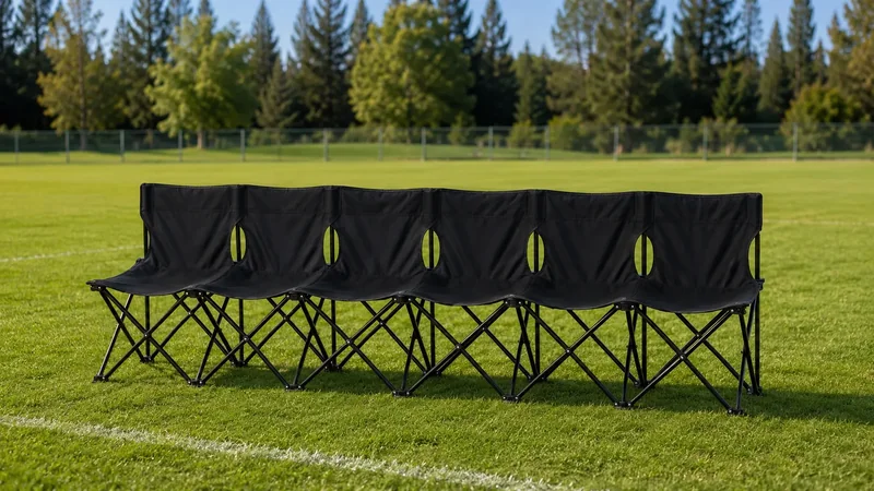 Six-seat folding team bench for player breaks between games