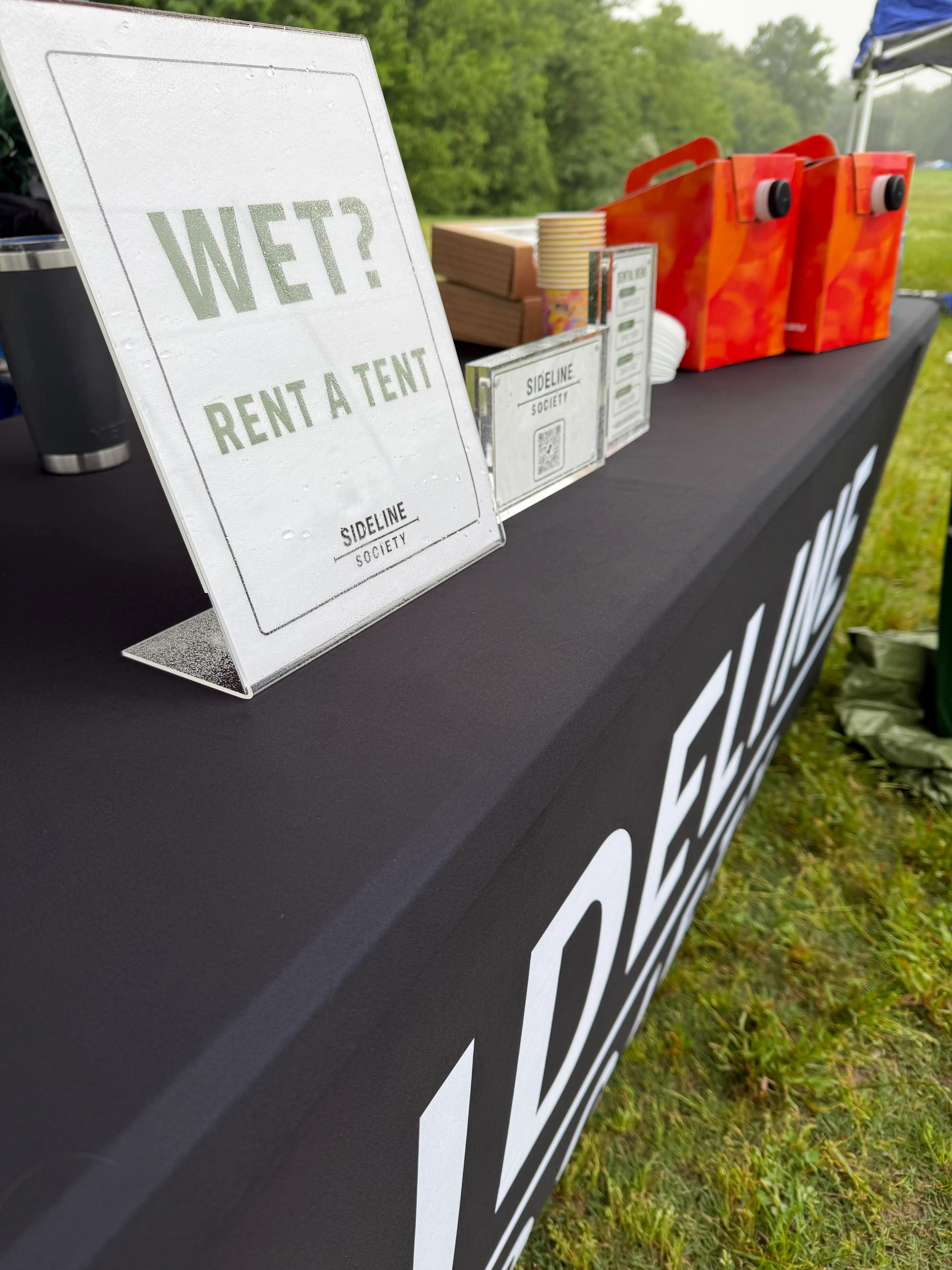 Sideline Society headquarters booth at The Virginian 2026 youth soccer tournament